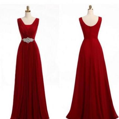 Red Bridesmaid Dresses A Line Sleeveless Crystal..