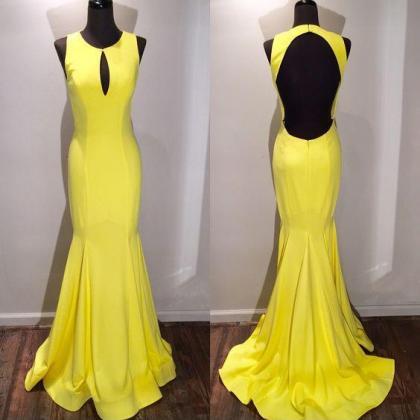 Sexy Prom Dress,backless Prom Dress,yellow Long..