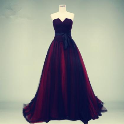 Strapless Prom Dress,Tulle Prom Dre..