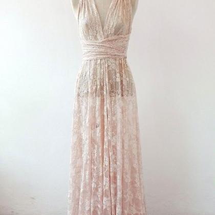 Simple Lace Long Prom Dress, Lace Evening Dress