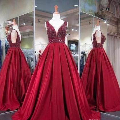 Burgundy Ball Gowns Prom Dresses For Pageant Women..