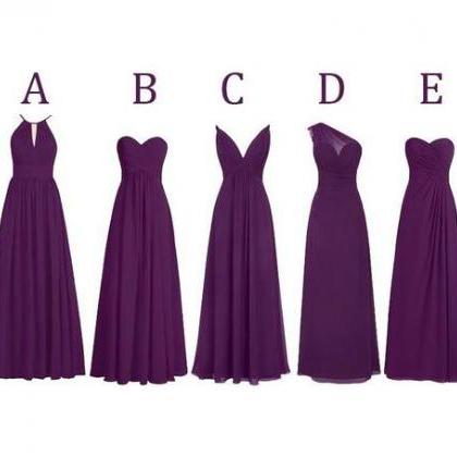 Grape Chiffon Bridesmaid Dresses Mixed Styles..