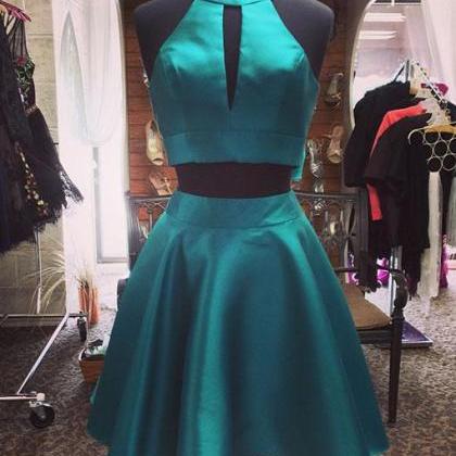 Cute Green Two Pieces Short Prom Dress, Homecoming..