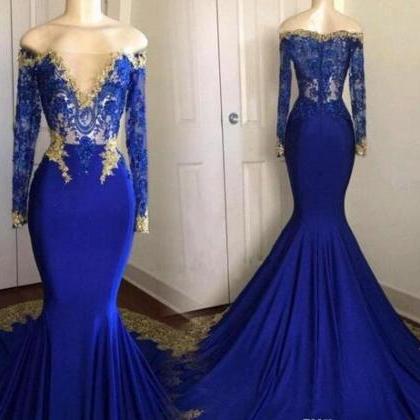 Actual Picture Blue And Gold Mermaid Formal..