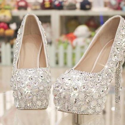 Women Shoes, Ladies Luxury Crystal Diamond Wedding..
