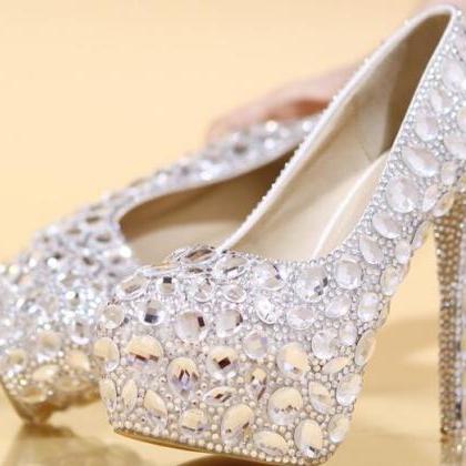 Women Shoes, Ladies Luxury Crystal Diamond Wedding..