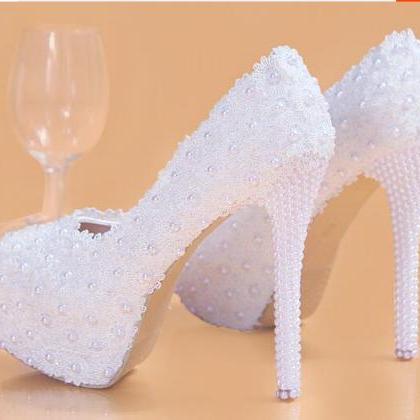 Women Shoes, Ladies Pearls Wedding Shoes,..