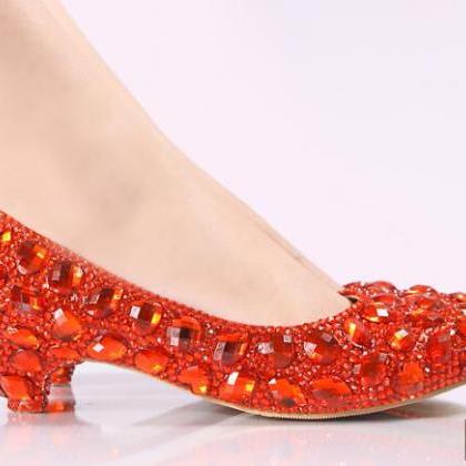 Red Women Shoes, Ladies Luxury Crystal Diamond..