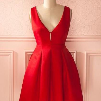 1950s Vintage Prom Dress, Red Prom Gowns, Mini..