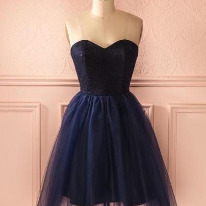 1950s Vintage Prom Dress, Navy Blue Prom Gowns,..