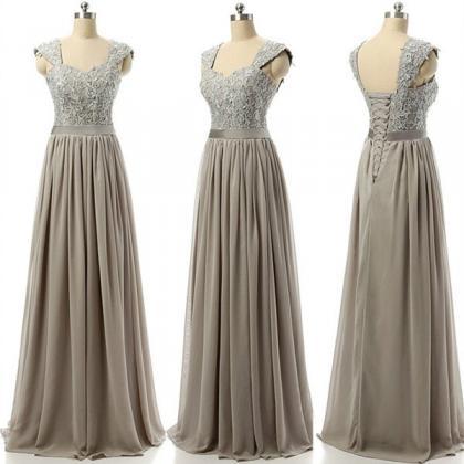 Grey Bridesmaid Dress,long Bridesmaid Dress,lace..