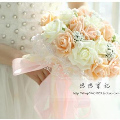 Wedding Bouquet Handmade Flowers Light Orange And..