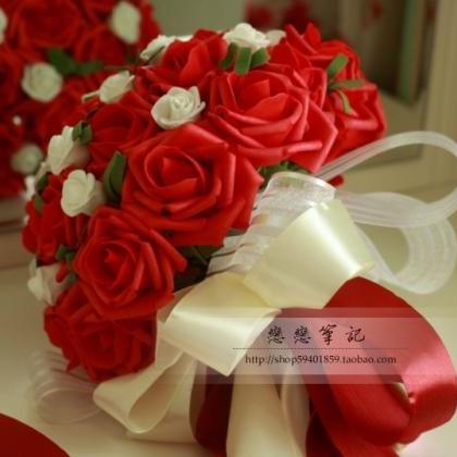 Arrival Wedding Bouquet Handmade Flowers Red..