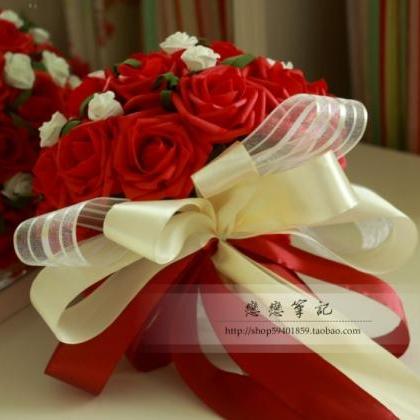 Arrival Wedding Bouquet Handmade Flowers Red..