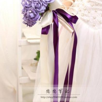 Wedding Bouquet Handmade Flowers Purple With..