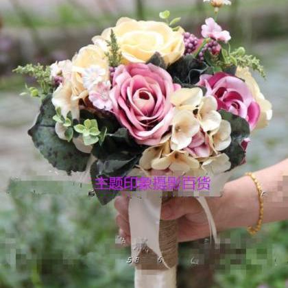 Wedding Bouquet Handmade Flowers Colorful Bridal..