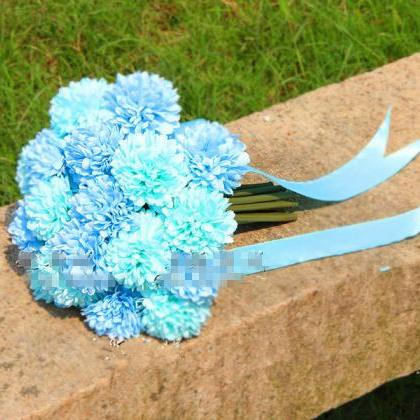 Wedding Bouquet Handmade Flowers Turquoise Bridal..