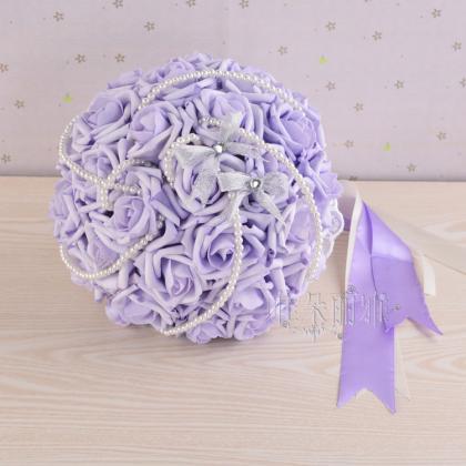 Wedding Bouquet Handmade Flowers Purple Rose..