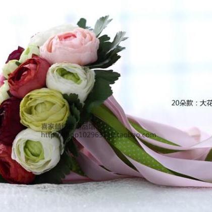 Wedding Bouquet Handmade Flowers Pink Burgundy And..