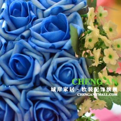 Wedding Bouquet Handmade Flowers Blue Rose Bridal..