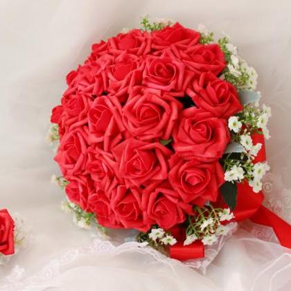 2017 Red Arrive Handmade Flowers Wedding Bouquets..