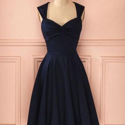 1950S Vintage Prom Dress, Navy Blue Prom Gowns, Mini Short Homecoming Dress