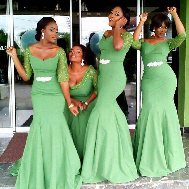Peach and Silver Satin Dresses