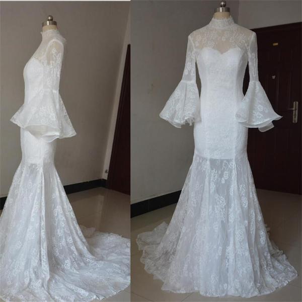 flared sleeve wedding dress