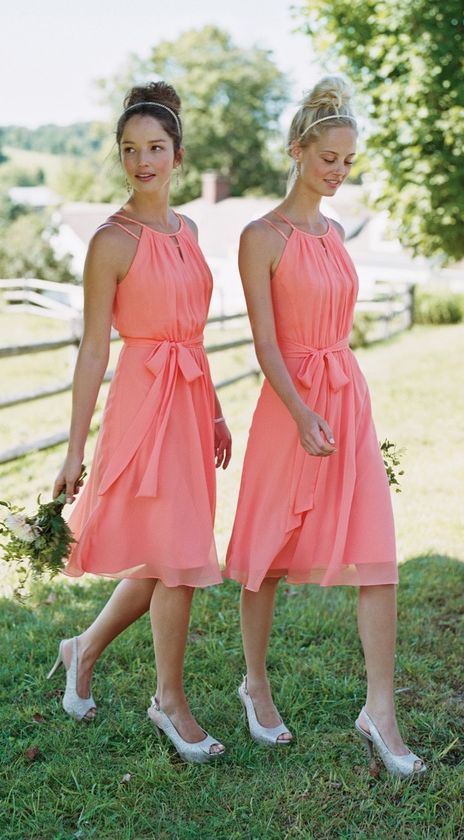 Coral Pink Bridesmaid Dresses