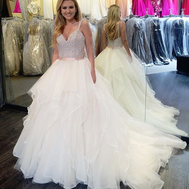 White Long Wedding Dress Sparkly Beads White Long Wedding Dress Sparkly Beads With Sash