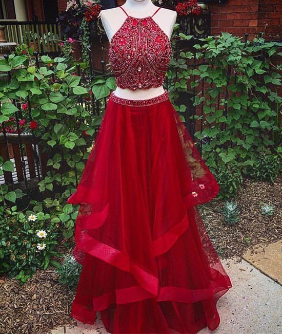 Two Piece Prom Prom Dress,Backless Dress,Long Prom on Luulla