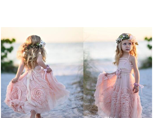 Custom Made Cheap Pink Flower Girls Dresses For Wedding 2018 Lace