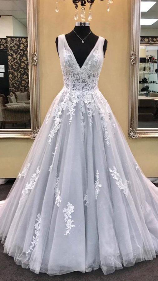 v neck ball gown prom dress