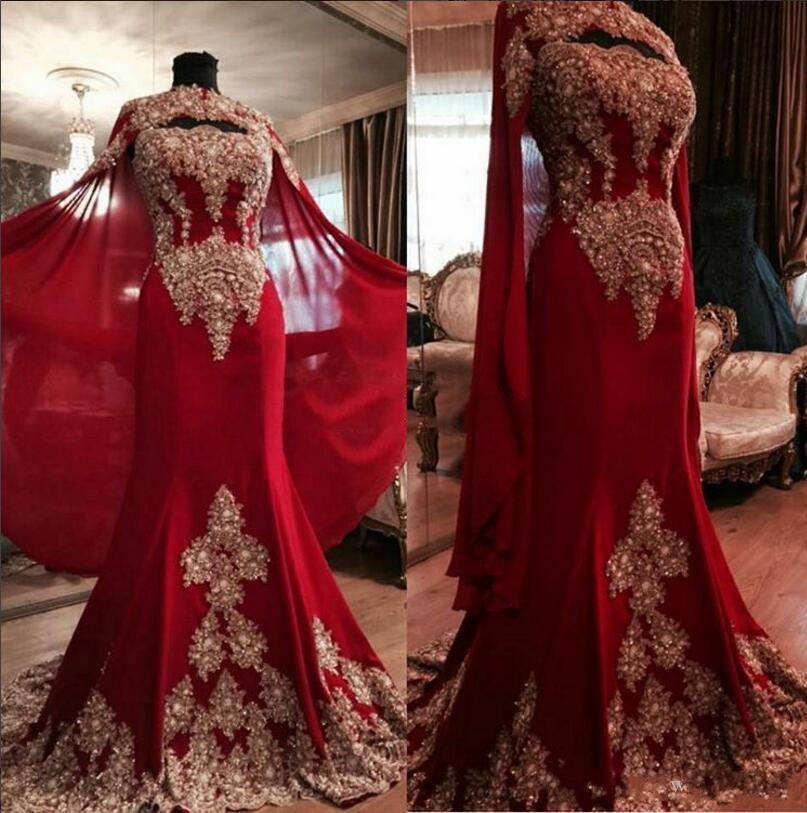 2023 Indian Red Mermaid Evening Gown With Detachable Train Sexy Two Piece Satin  Prom Dress, Moroccan Abaya Inspired Bridal Wear From Bridalstore, $154.58 |  DHgate.Com