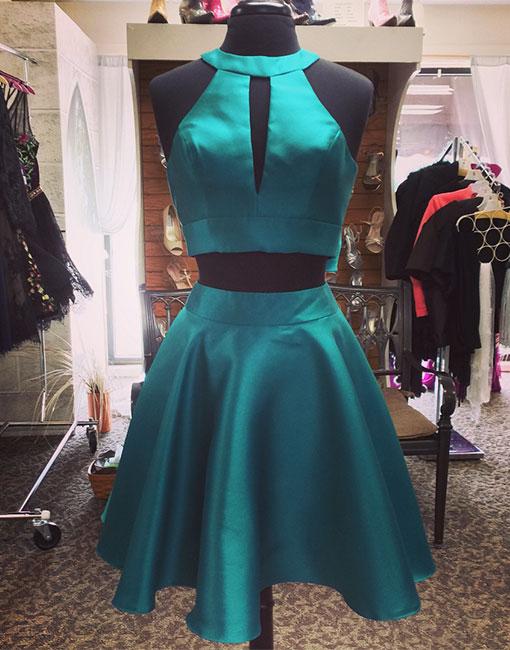 Cute Green Two Pieces Short Prom Dress, Homecoming Dress