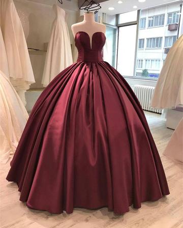 satin ball gown prom dress