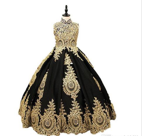 black dress with gold design