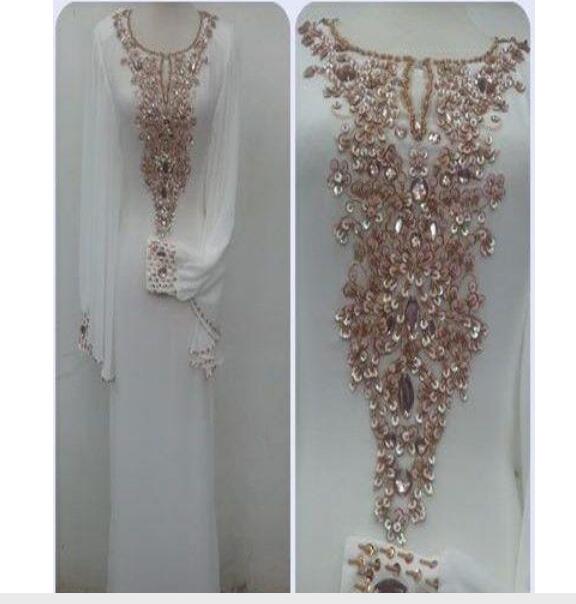 Dubai Kaftans abaya jalabiya Ladies Maxi Dress Evening Gowns with Long Sleeves Beaded Crystal Fancy Wedding Party Prom Dresses