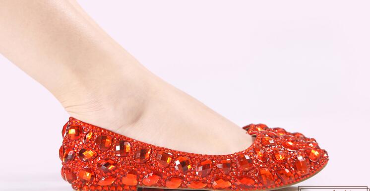 Red Women Shoes, Ladies Luxury Crystal Diamond Wedding Shoes, Waterproof Platform Bridal Shoes, High-heeled Shoes Pumps