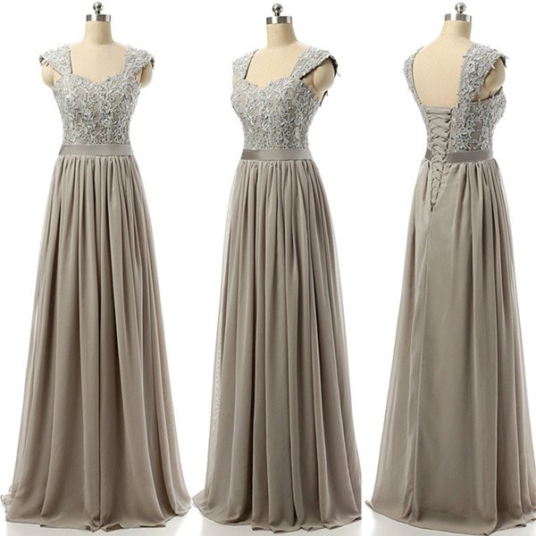 Grey Bridesmaid Dress,long Bridesmaid Dress,lace Up Bridesmaid Dress, Bridesmaid Dresse