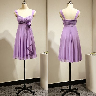Purple Chiffon Knee Length Dress