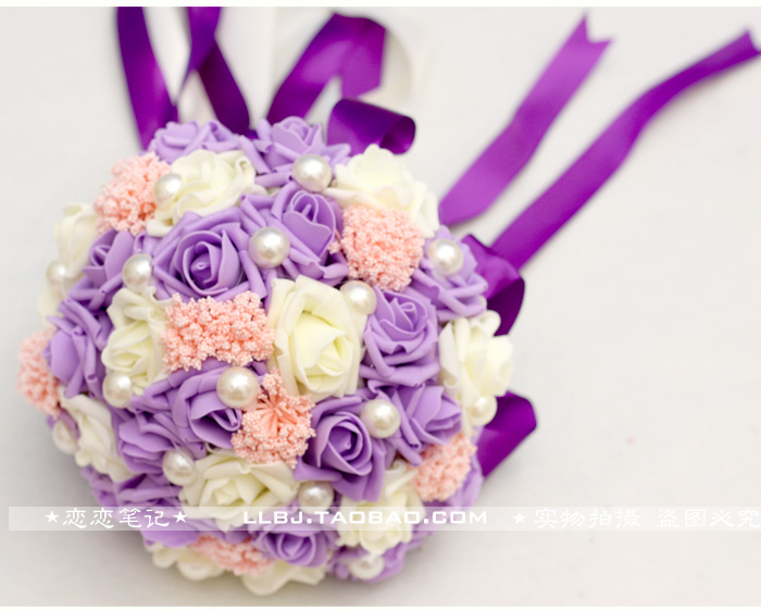 New Arrival Wedding Bouquet Handmade Flowers Purple and Ivory Bridal Bouquet Wedding bouquets
