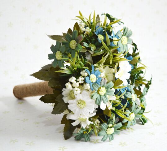 Wedding Bouquet Handmade Flowers Blue Sunflower Bridal Bouquet Wedding Bouquets