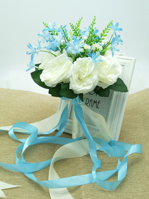 New Arrival Wedding Bouquet Handmade Flowers White with Blue Bridal Bouquet Wedding bouquets