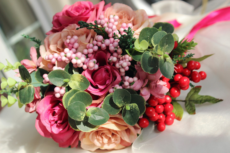 New Arrival Wedding Bouquet Handmade Flowers Pink with Berry Bridal Bouquet Wedding bouquets