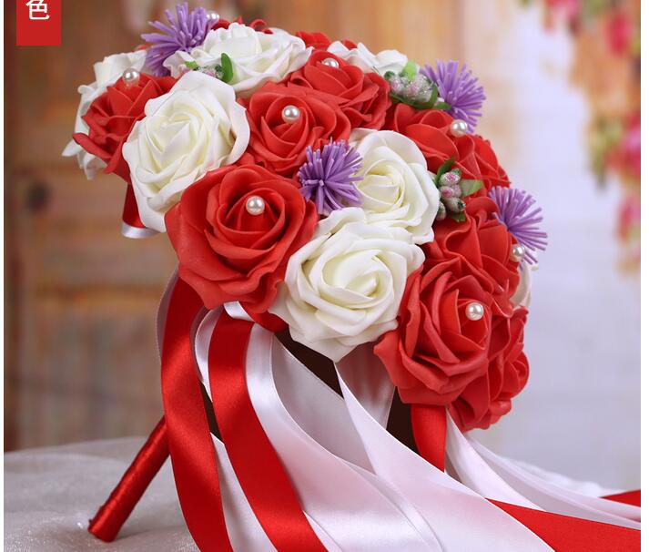 Wedding Bouquet Handmade Flowers Red And Ivory Rose Bridal Bouquet Wedding Bouquets
