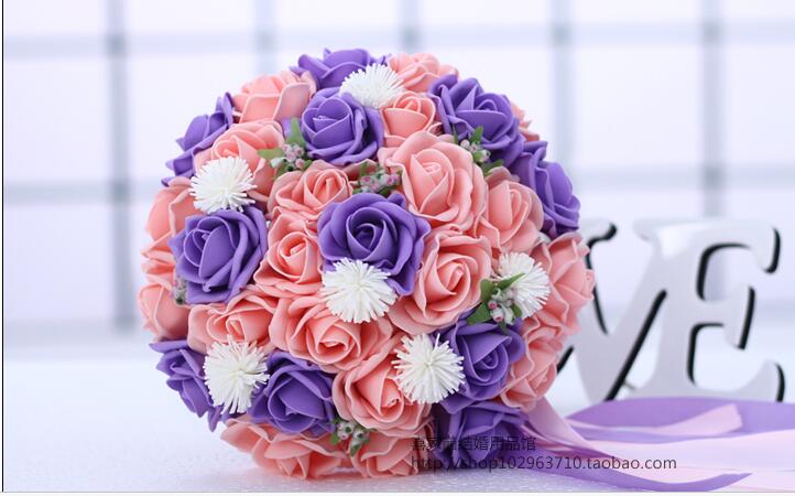 Wedding Bouquet Handmade Flowers Pink And Purple And White Bridal Bouquet Wedding Bouquets