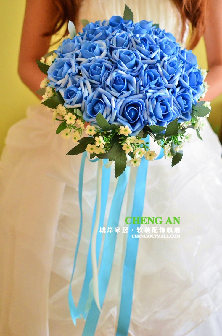 Wedding Bouquet Handmade Flowers Blue Rose Bridal Bouquet Wedding Bouquets