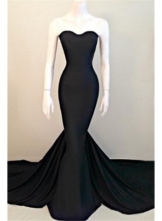 Sexy Mermaid Black Sweetheart Evening Dress 2017 Sleeveless Sweep Train Prom Dresses Party Gowns