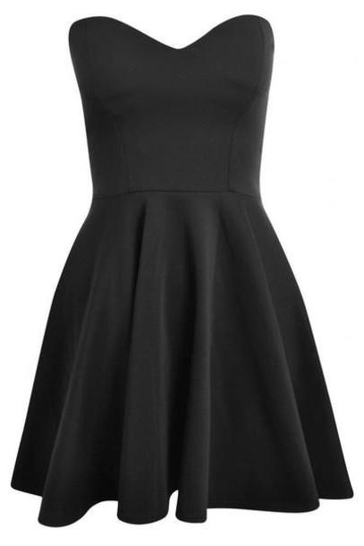 Black Sweetheart Short Skater Dress, Homecoming Dress, Party Dress